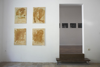 Axel Huber Ohne Titel  Oel und Edding auf Leinwand je 73 x 54 cm 2007